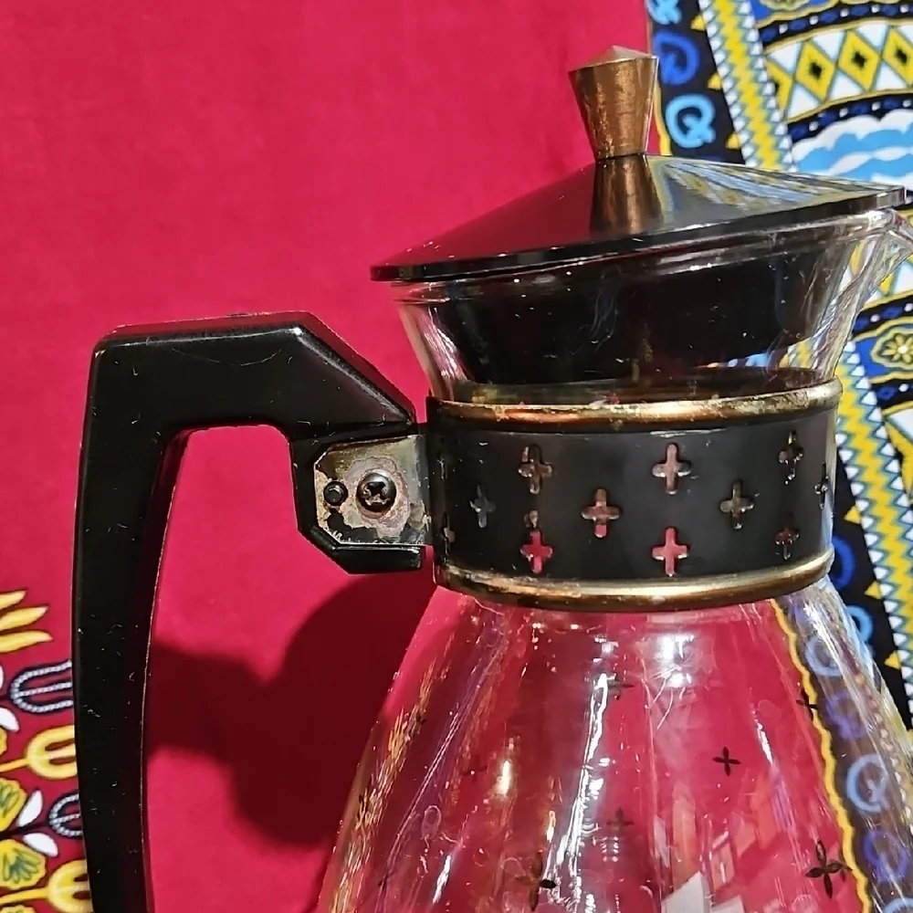 MCM Pyrex Silex Starlight Atomic Starburst Pattern Glass Coffee Carafe